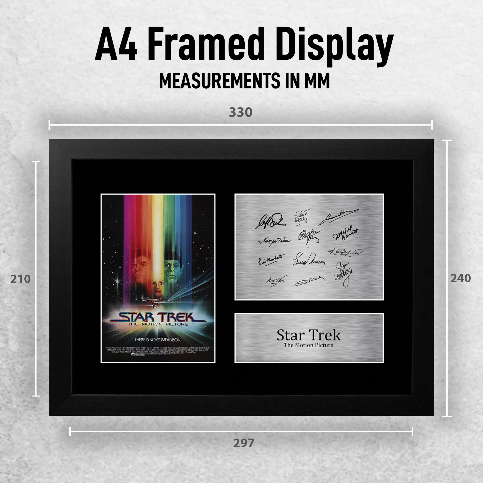 HWC Trading FR A4 Star Trek The Motion Picture Cast William Shatner, Leonard Nimoy Regali Stampati Autografo Firmato Immagine Per Gli Appassionati Di Memorabilia Di Film - A4 Incorniciato