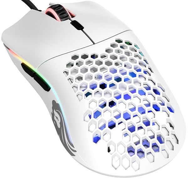 GLORIOUS Gaming Model O Wired Gaming Mouse - 67g Superlight Honeycomb Design, RGB, Pixart 3360 Sensor, Omron Switches, Ambidextrous - Matte White