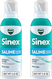 Sinex SALINE Nasal Spray, Drug Free Ultra Fine Mist, Clear Everyday Sinus Congestion Fast, Clear Mucus from a Cold or Allergy, Daily Use 5.0 fl oz x 2
