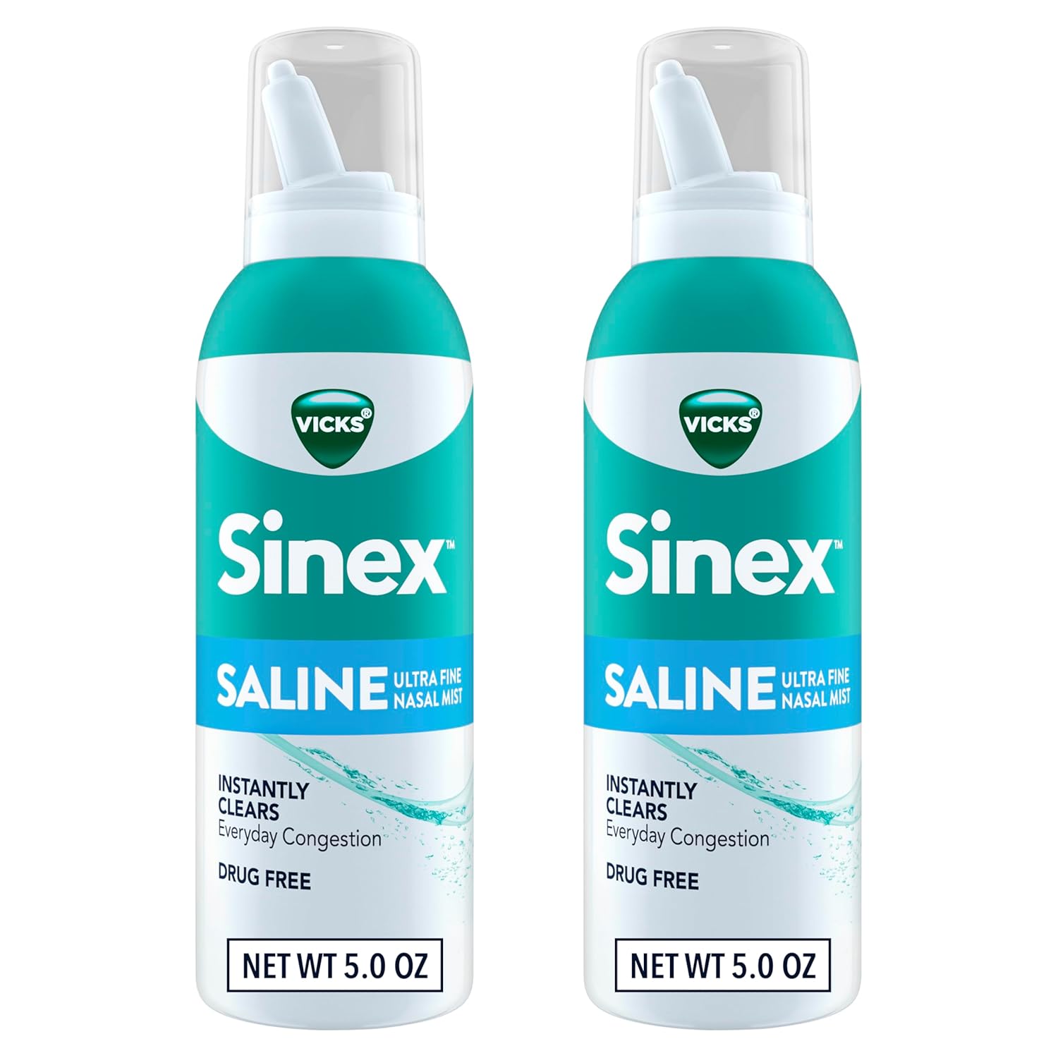 Vicks Sinex SALINE Nasal Spray Drug Free Ultra Fine Mist Clear Everyday Sinus Congestion Fast Clear Mucus from