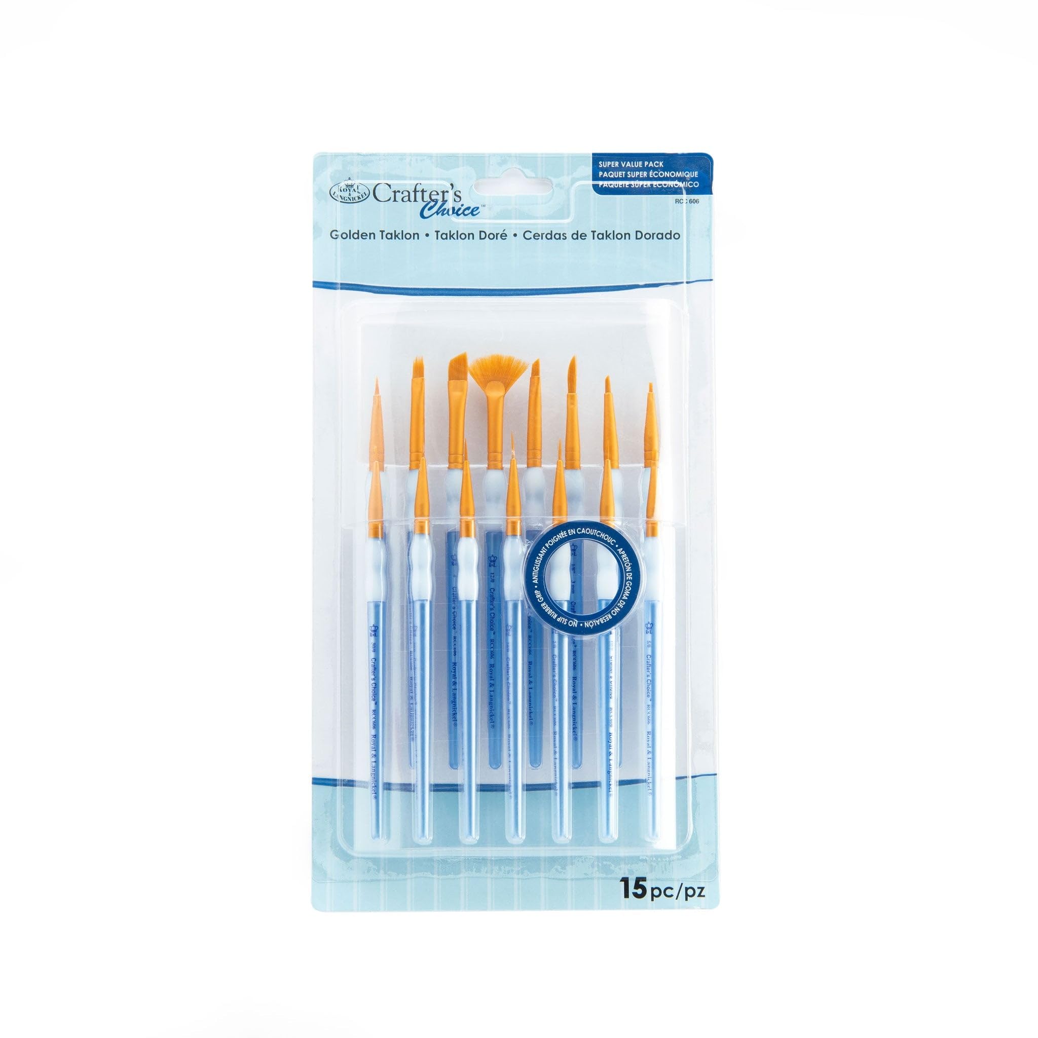 Royal & Langnickel Crafter's Choice Mini Gold Taklon Brush Value Set-15/Pkg, Small to Medium