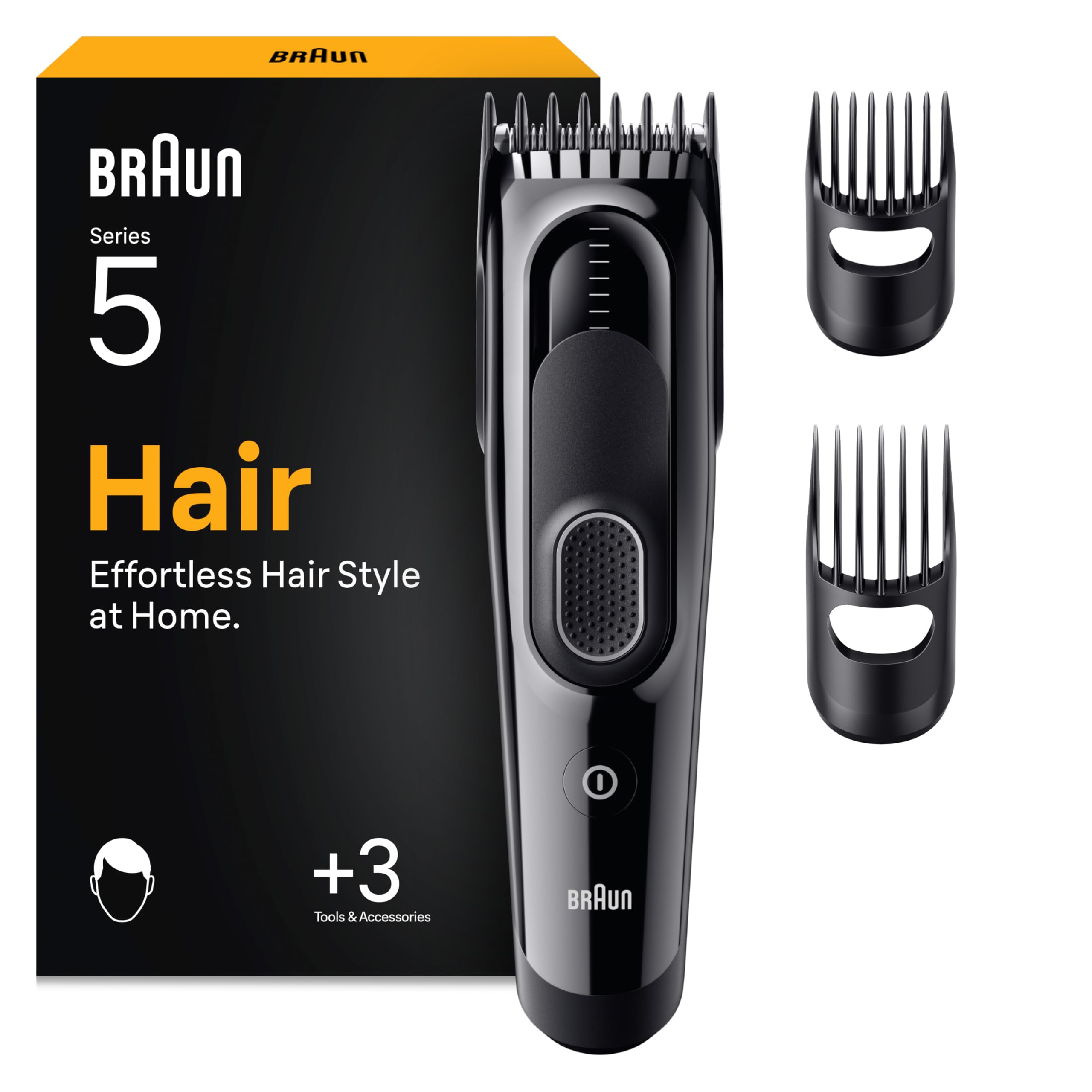 Braun Haarschneider Series 5, Haarschneidemaschine Herren, HC5530, Schwarz | Kabelloser Haartrimmer mit 17 Längen, Trimmer mit 50 Min. Akku, Wasserdicht, Inkl. 3 Zubehörteile Und Ultrascharfer Klingen