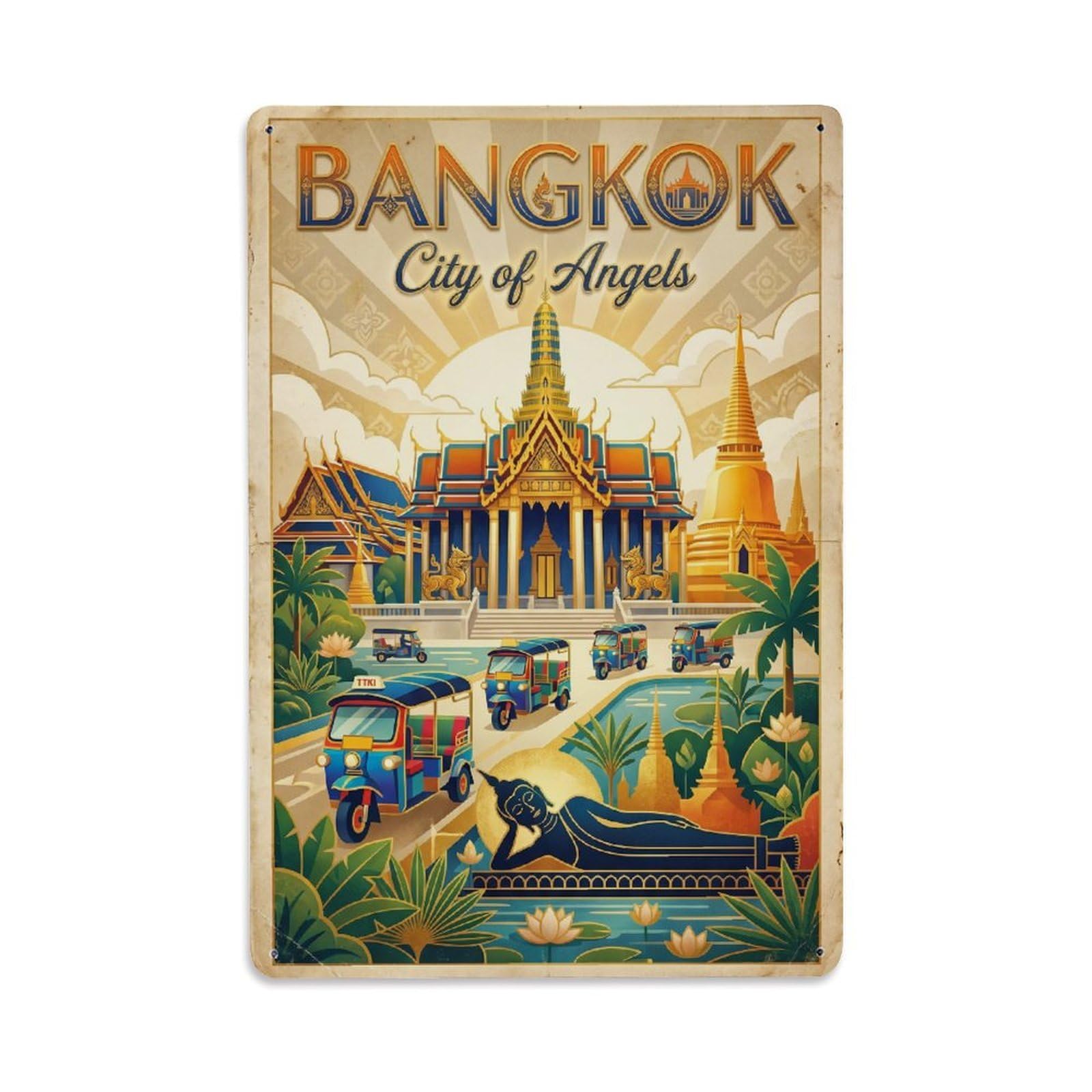 Gead 8X12inch Style Vintage Travel Thailand Bangkok Metal Tin Sign
