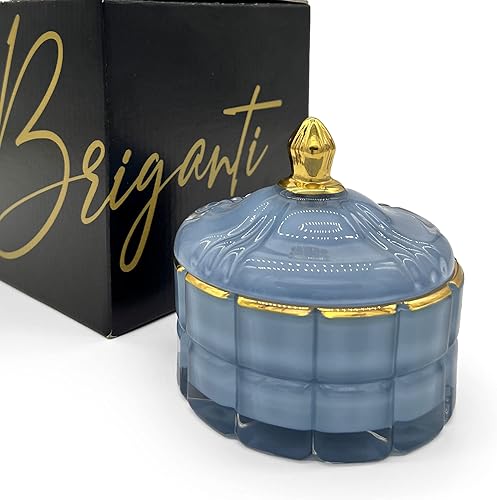 Briganti Vela perfumada de cera de soja natural para el hogar, tarro de vela de lujo vertido a mano con tapa con mechas de algodón, vela de larga
