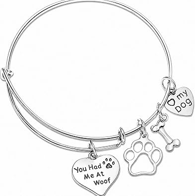 Infinity Collection Dog Charm Bracelet - Paw Print Jewelry- Dog Lovers Bracelet- Dog Owner Bangle - Gift for Dog Lovers, Adjustable Bracelets for Women Dog Mom Pet Lover