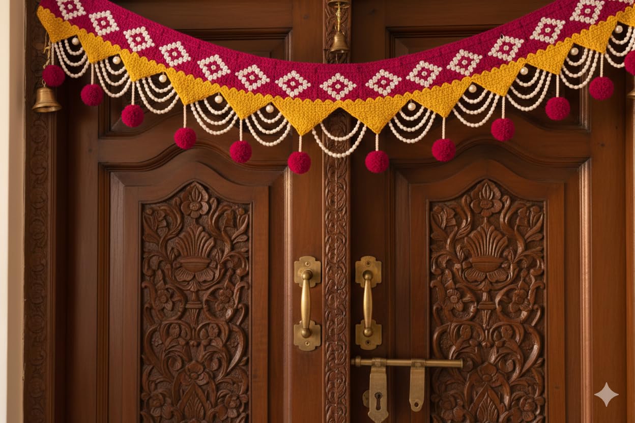 Handmade Woolen Toran - Diwali Decor & Wedding Gift -8 Handmade Woolen Toran - Diwali Decor & Wedding Gift -8