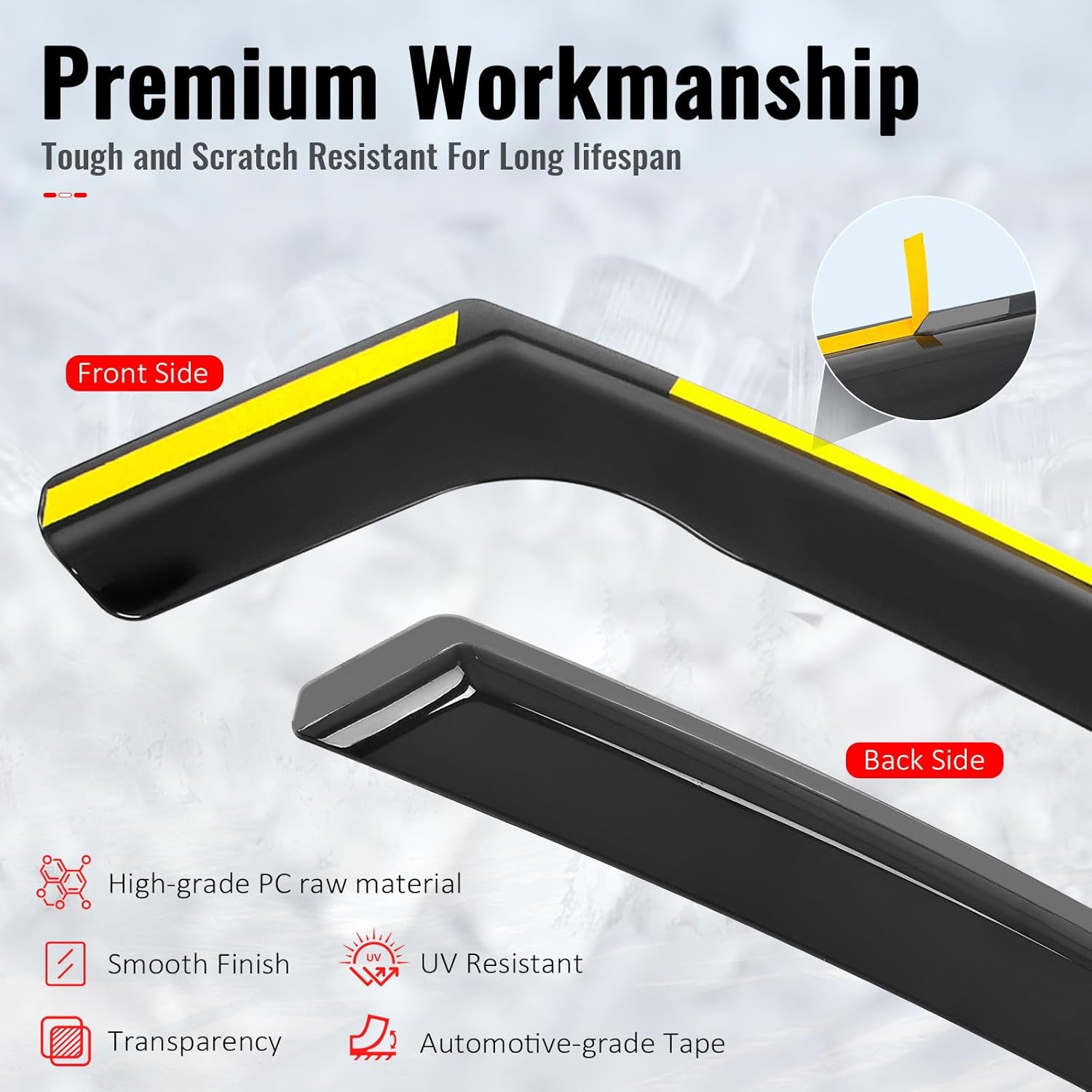 IKON MOTORSPORTS in Channel Window Visors Compatible with 2011-2017 BMW F25 X3, in Channel Style Injection PC Black Rain Guards, Side Window Wind Deflectors 4PCS