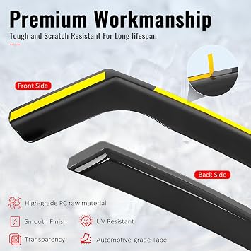Fit 2022-2026 Lexus NX All Models in Channel PC Window Visors Black 4PCS | IKON MOTORSPORTS, For NX250 NX350 NX350h NX450h+, Polycarbonate, Rain Guards, Side Window Wind Deflectors, Scratch Proof