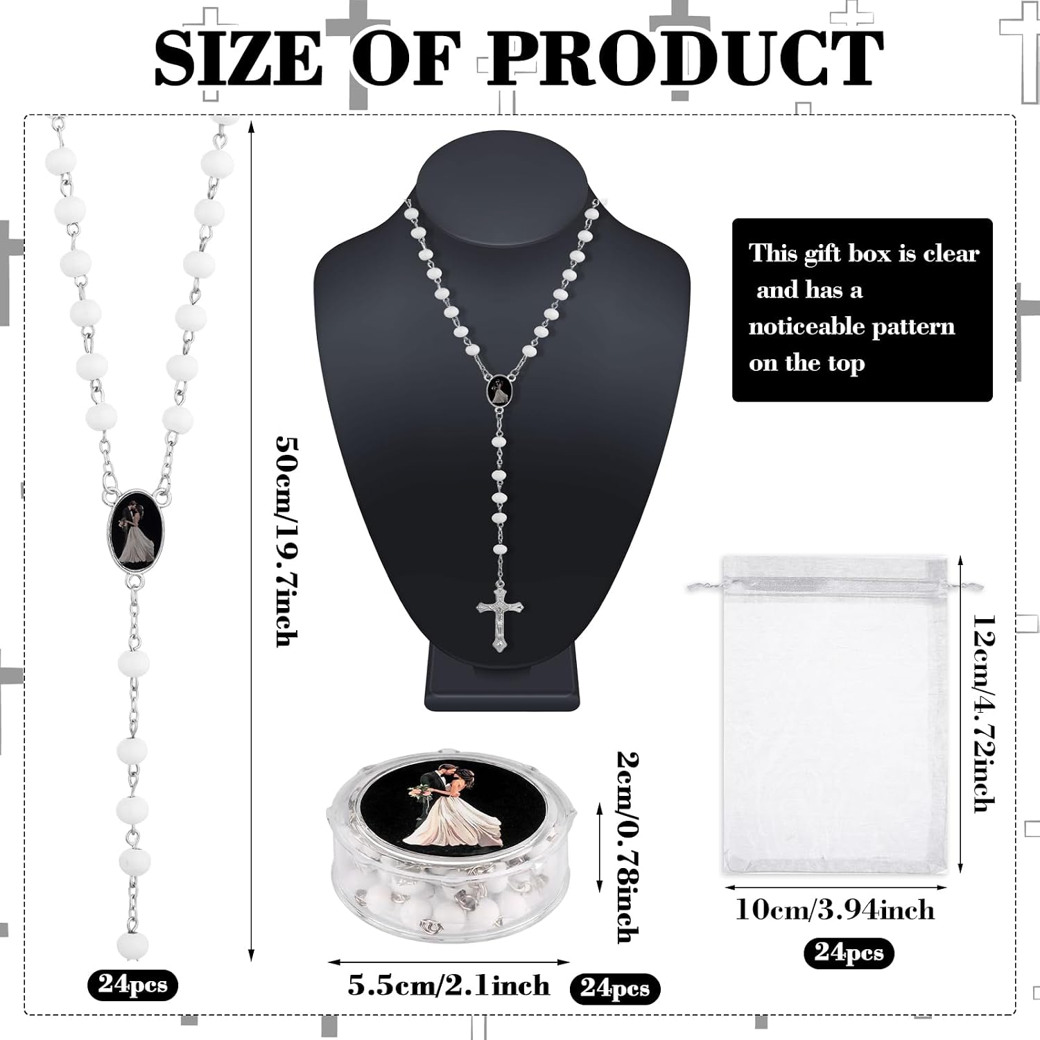 Nuestro Boda Rosary Beads Necklace Catholic Wedding Favors Para Boda Religious Aromatherapy Wood Beads with Box Cards Organza Bags Spain Wedding Gift for Guests Bridal Groom