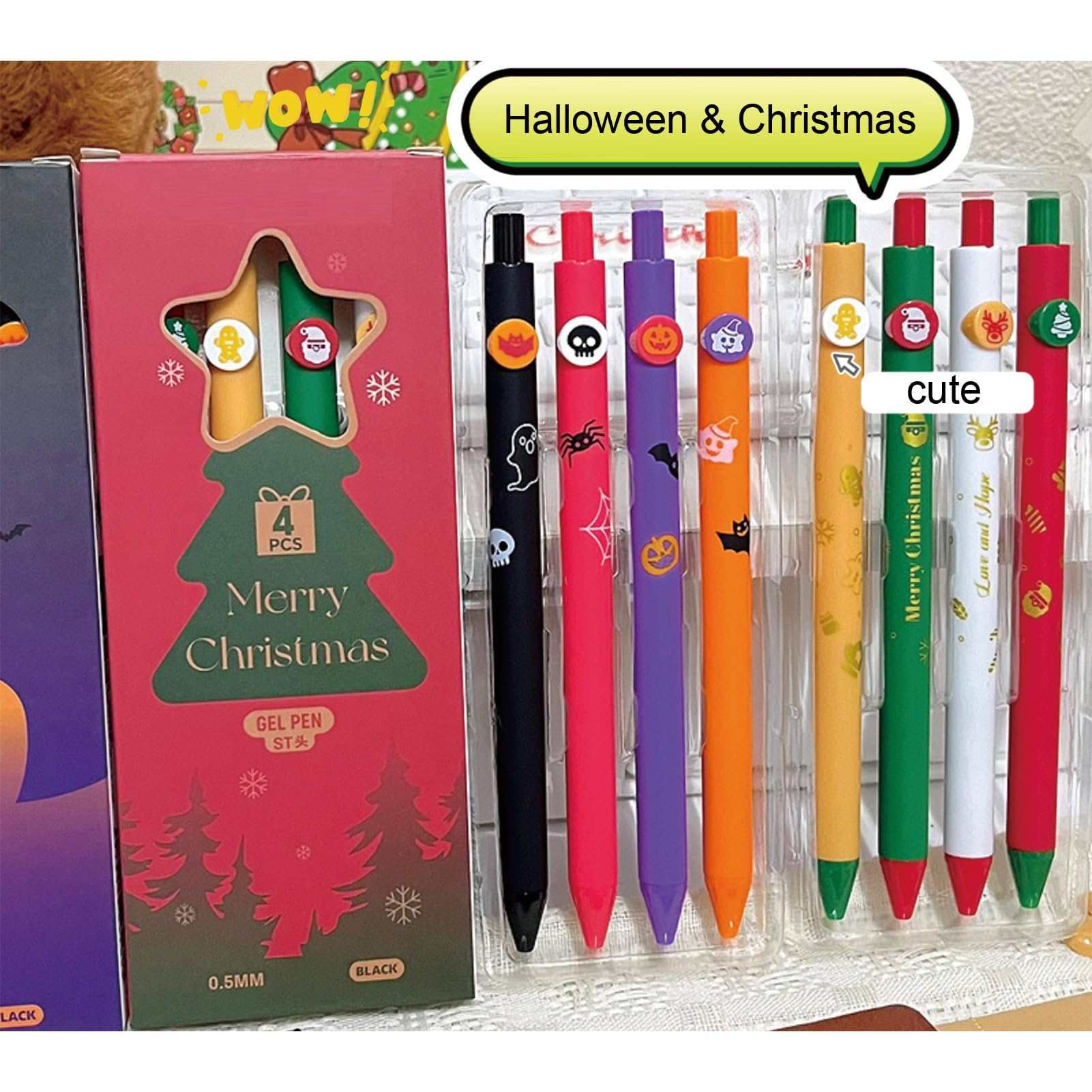 4 Pcs Cute Gel Ink Pens Halloween Retractable Pens Funny Cartoon Pen 0 5mm Smooth Writing Pen for — view 6