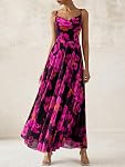BTFBM Femmes Été Floral Maxi Robes Élégante Spaghetti Robe de soirée imprimée Robes longues de plage
