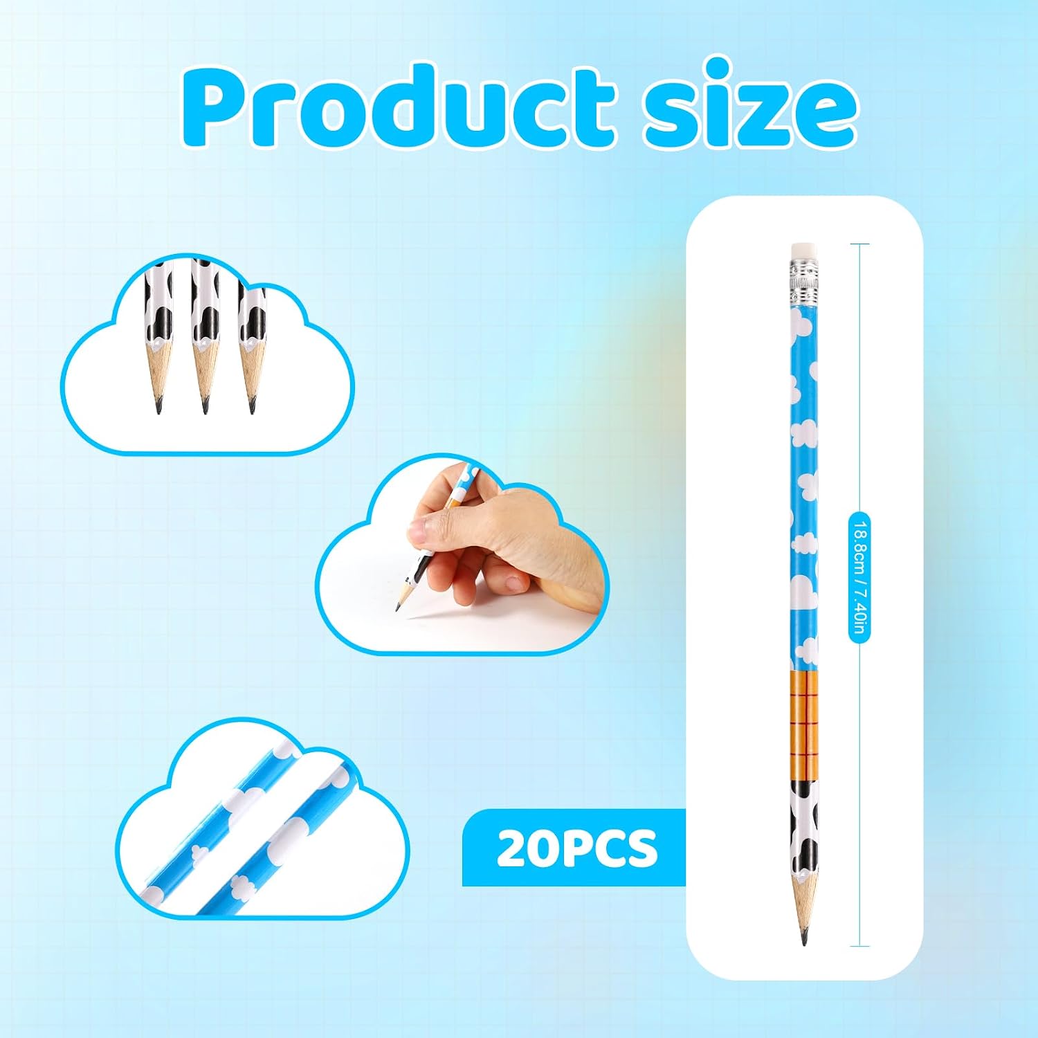 Gosknor 20pcs Toy Inspired Pencils, Wooden Cartoon Story Pencils with Eraser Cute Cow Print Pens for Kids Party Favors Birthday School Office Supplies Classroom Reward | Cute Cow Print, for Kids Party Birthday School Office Supplies Classroom Reward