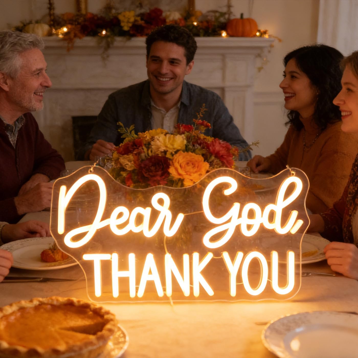 Dear God Thank You Neon Sign Led Dimmable Decorative Neon Lights, Inspirational Office Desk Decor Lights for Office Home Living Room Classroom, Christian Gifts,Christmas' Birthday Gift (Warm white)