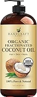 Handcraft Blends Organic Fractionated Coconut Oil 16oz - 100% Pure Carrier Oil for Skin, Hair, Massage & Essential Oils