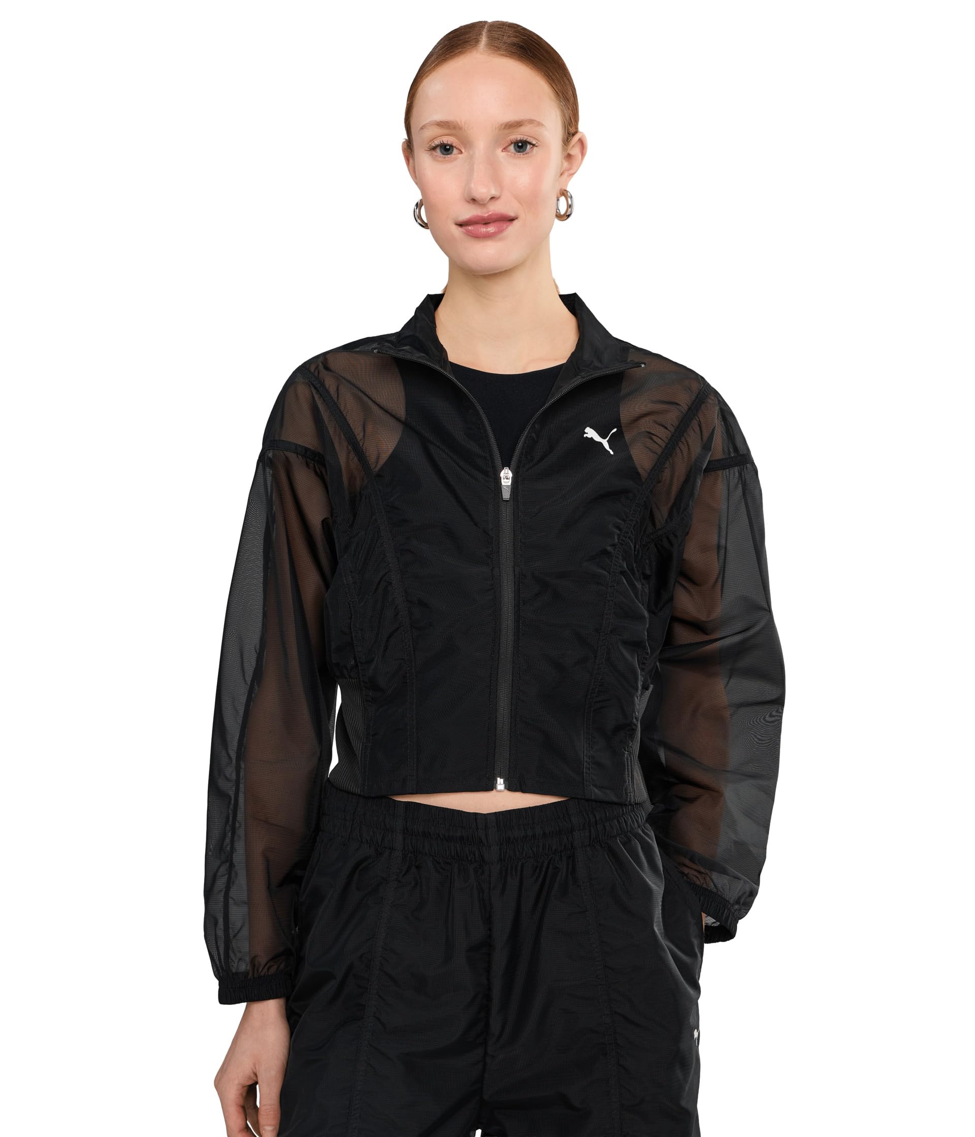 Womens Dare To Oversized Woven Jacket Athletic Outerwear Casual - Black