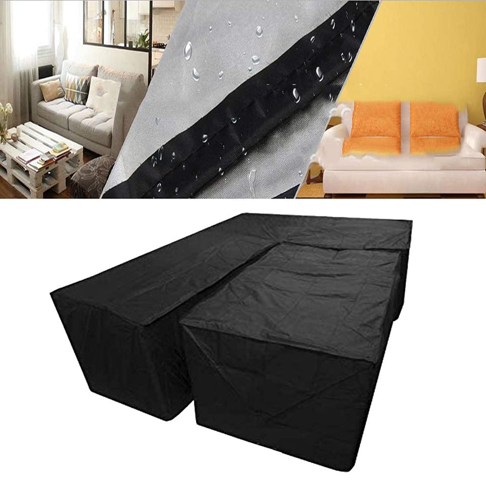 Copertura Divano Giardino Impermeabile Velway - 255x255x87cm, Oxford 420D, Grigio - Foto 8