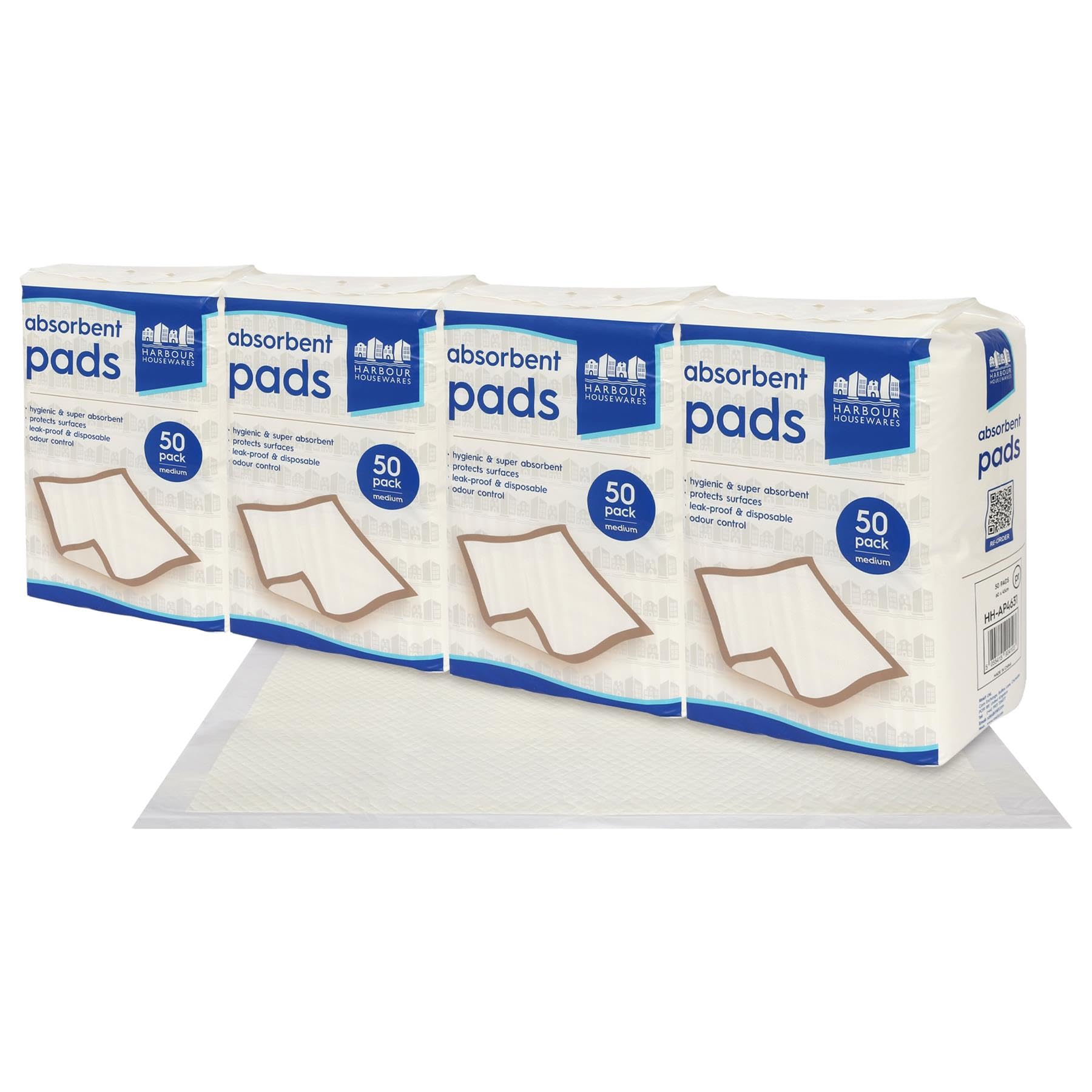 Harbour Housewares Disposable Incontinence Bed Pads - 45cm x 60cm - 200x Medium Waterproof High Absorbency Underpads Mattress Protector Overnight Bed Wetting Sheets Incontinence Pads