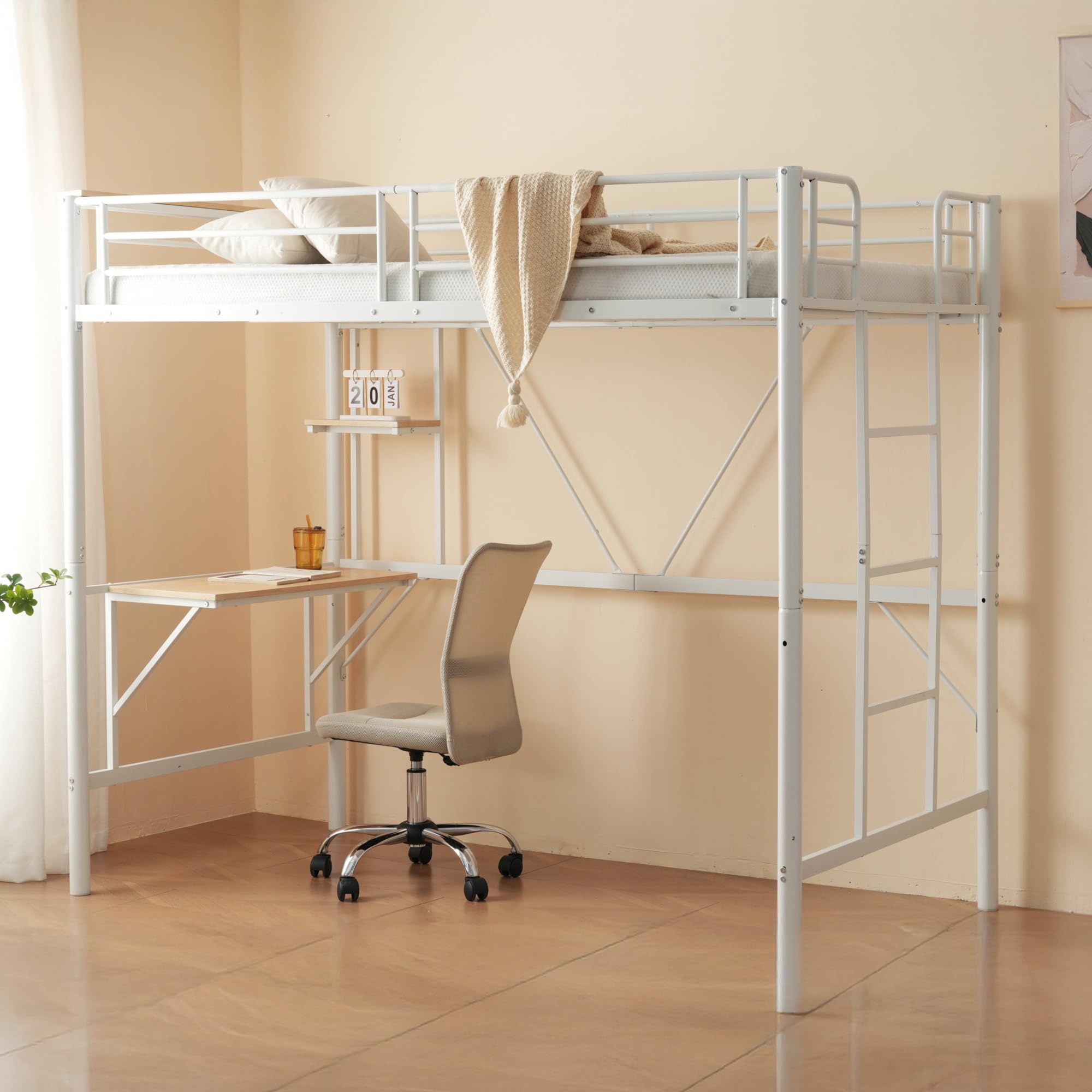 Amazon｜北欧風シングルロフトベッド 子供部屋/学生部屋に最適 パイプ