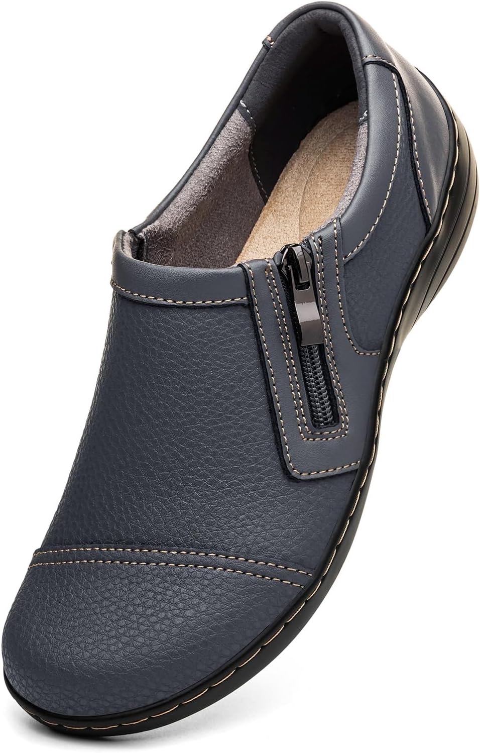 Women's Comfortable & Lightweight Leather Loafers Cute Slip On Dress Shoes for Women Business Casual Office Work Shoes Everyday Walking Flats