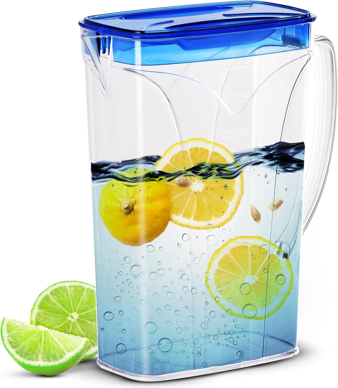 ZENQA 2L Fridge Water Jug with Lid Plastic Pitcher Jug Transparent