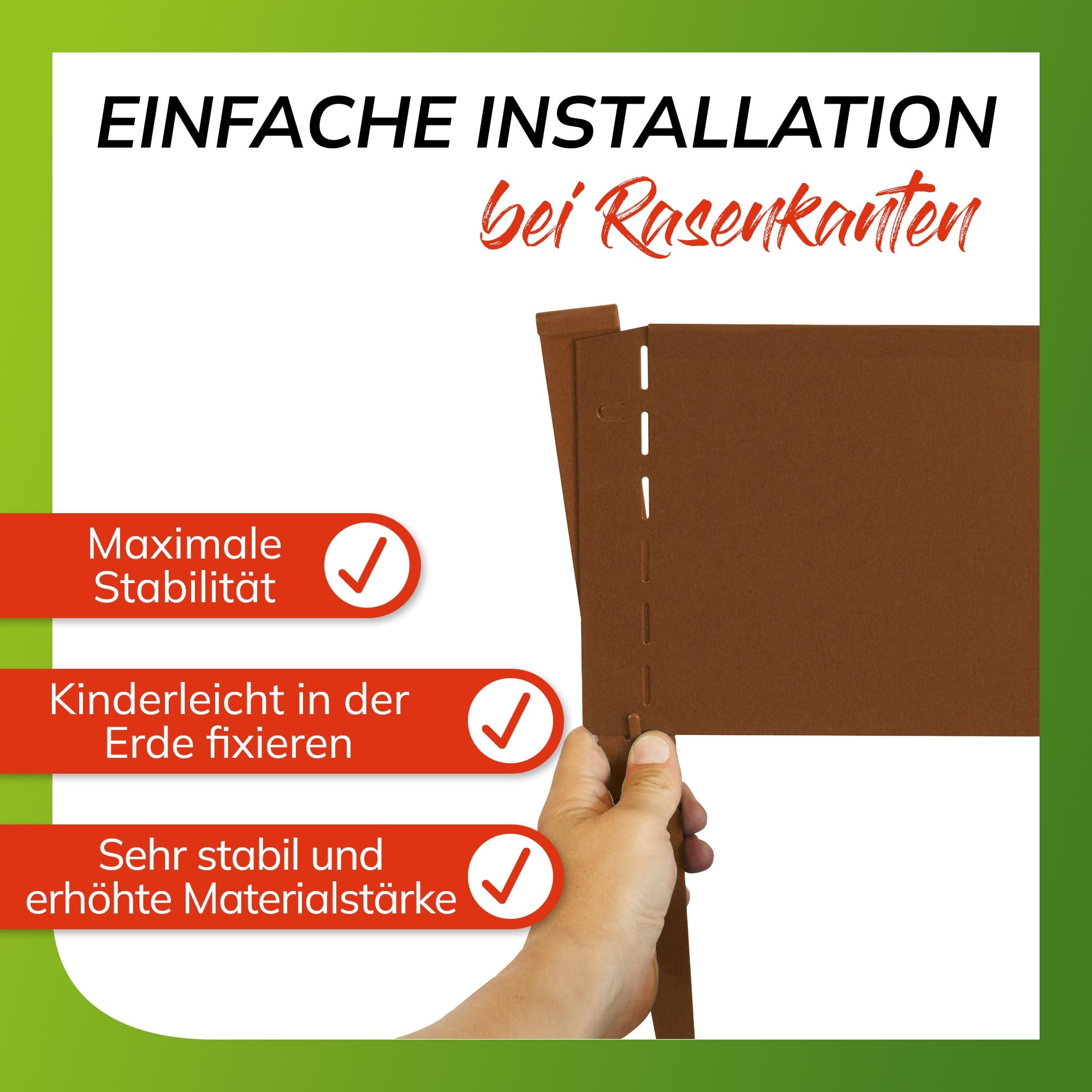 bellissa Bodenanker-Fixierung Rasenkanten 20er-Set Cortenstahl 20 cm | Robuster Erdspieß feuerverzinkt für zusätzliche Stabilisierung von Beetabgrenzungen, Beeteinfassungen & Beetbegrenzung