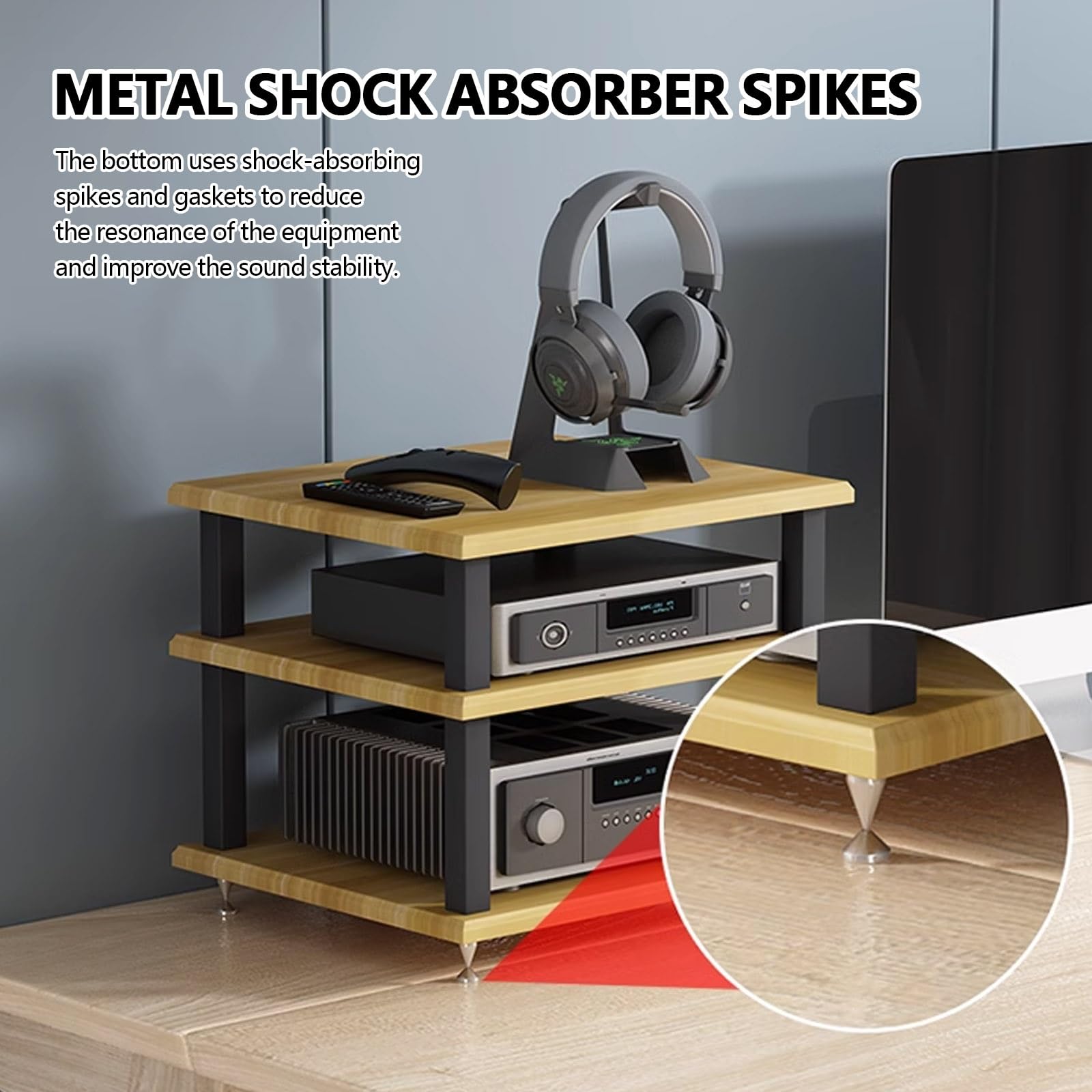 Nowoczesny stojak na płyty winylowe wielowarstwowa konsola stereo szafka do salonu i sypialni Entertainment Media Storage Unit Stylowe rozwiązanie do przechowywania płyt.
