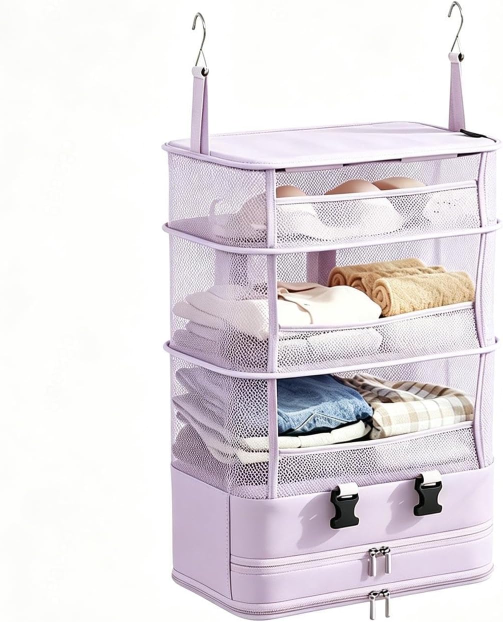 Hanging Clothes Organizer, Multifunctional Suitcase Dividers, Foldable Suitcase Organizer Suitable for Daily Home Use and Hotels,Purple