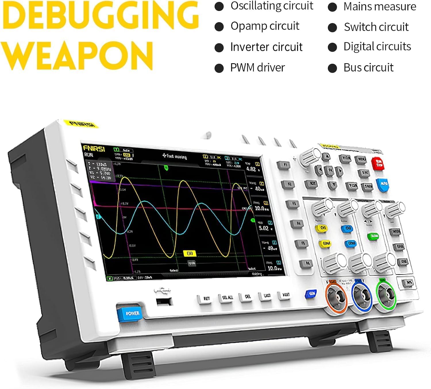 FNIRSI 1014D Oscilloscope 2 in 1 Digital Oscilloscope DDS Signal Generator, 100X High Voltage Probe, 2 Channels 100Mhz Bandwidth 1GSa/s Sampling Rate Built-in 1GB Storage Space