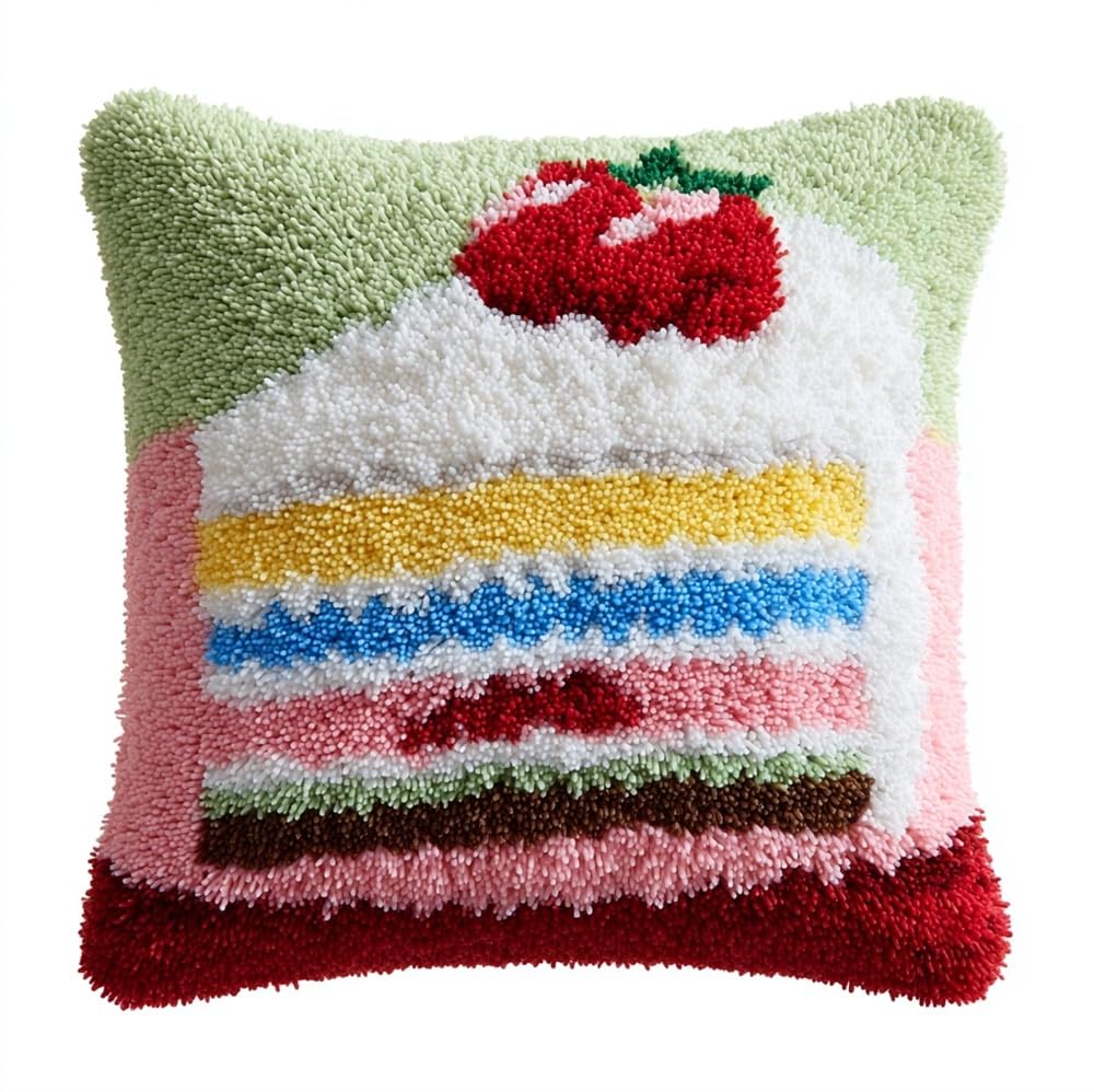 Taxpy Latch Hook Pillow Kit Cake 17X17In