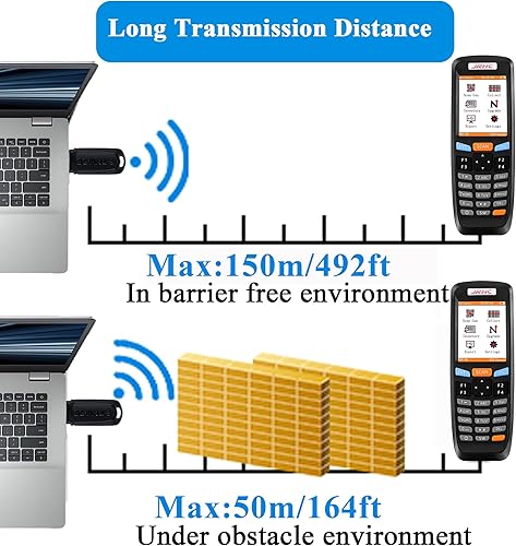 Miniatura 6 de Escáner de código de barras inalámbrico 1D, escáner de código de barras láser JRHC lector de inventario con colector de datos de pantalla, lector