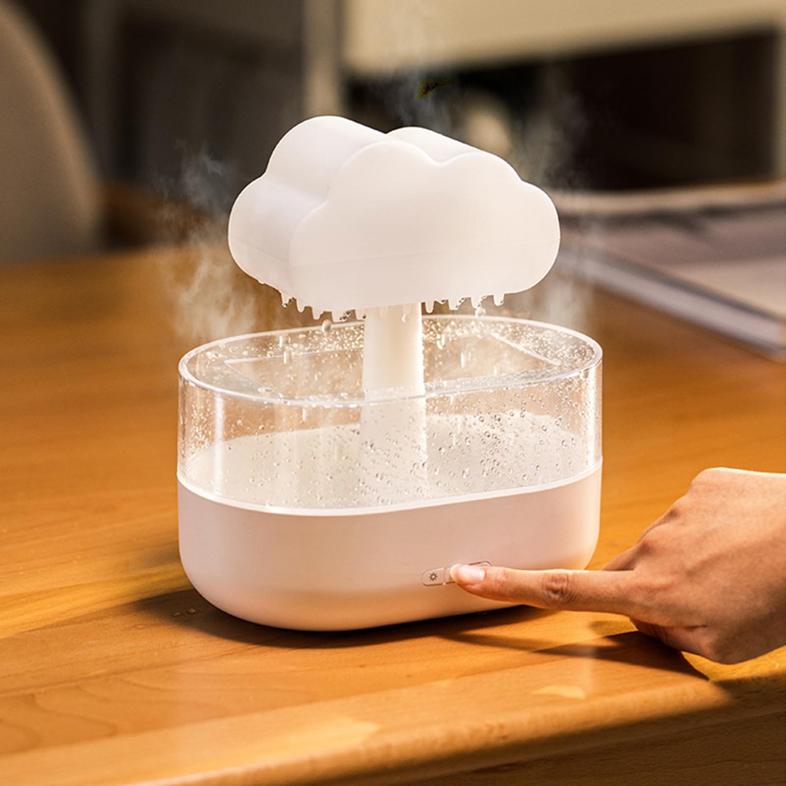 Humidifiers for Bedroom, Humidifiers with Light, Mushroom Rain Cloud Humidifier with Simulated Raindrop, USB Diffuser Aroma Humidifier, Essential Oil Diffuser, for Bedroon Office 0.5L Water Tank
