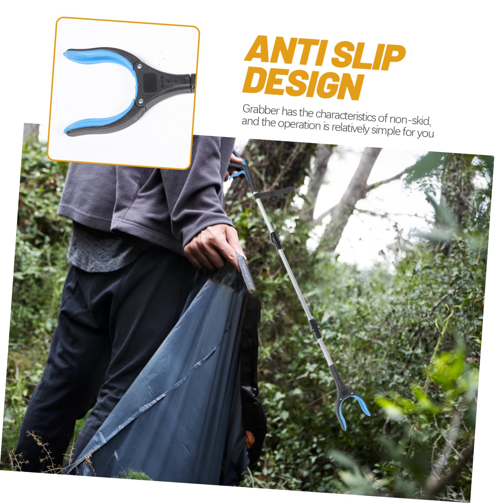 Pinza Plegable para Basura de Tres Pliegues, Aleación de Aluminio y Pp | Herramienta de Agarre de Alta Resistencia, Aumenta la Fricción, para Recoger Objetos y Uso Doméstico