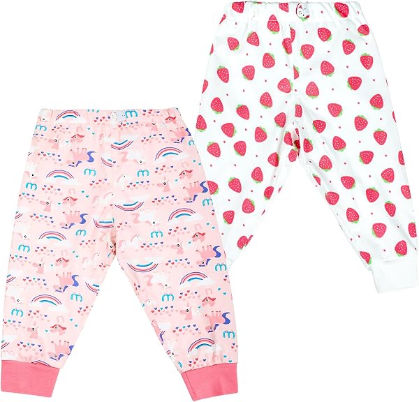 FLYISH DIRECT Potty Training Pants, Cotton Diaper Skirts Shorts, Reusable Training Pants Waterproof, Nappy Training Pants, Toddler Training Pants, 2 Packs,Strawberry Unicorn, L - 1