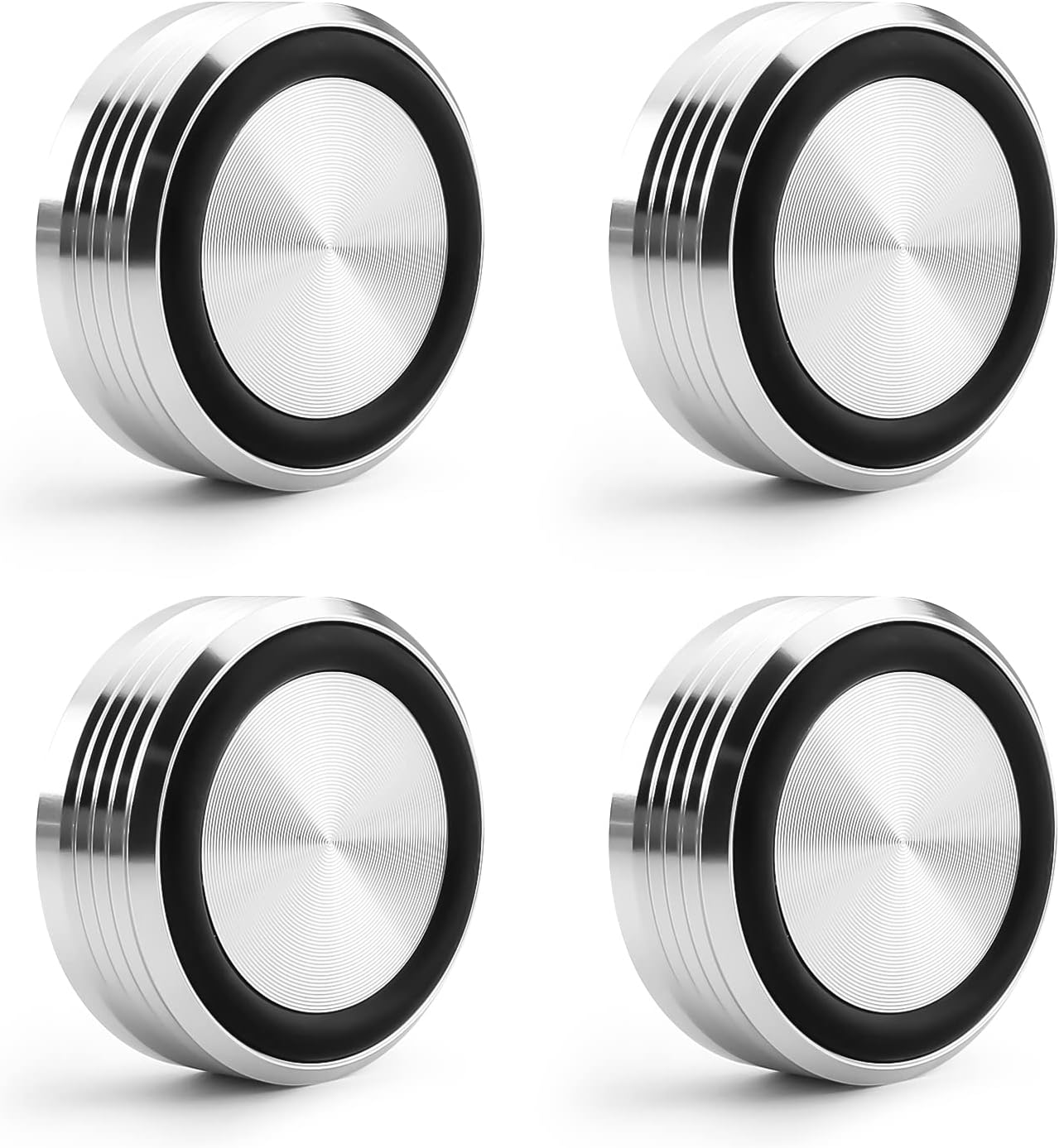 Tertullus 4X Al Speaker Spikes Isolation Feet 39x17mm, AntiVibe Shock Pad for Sub/Turntable/HiFi, Rubber Floor Protector