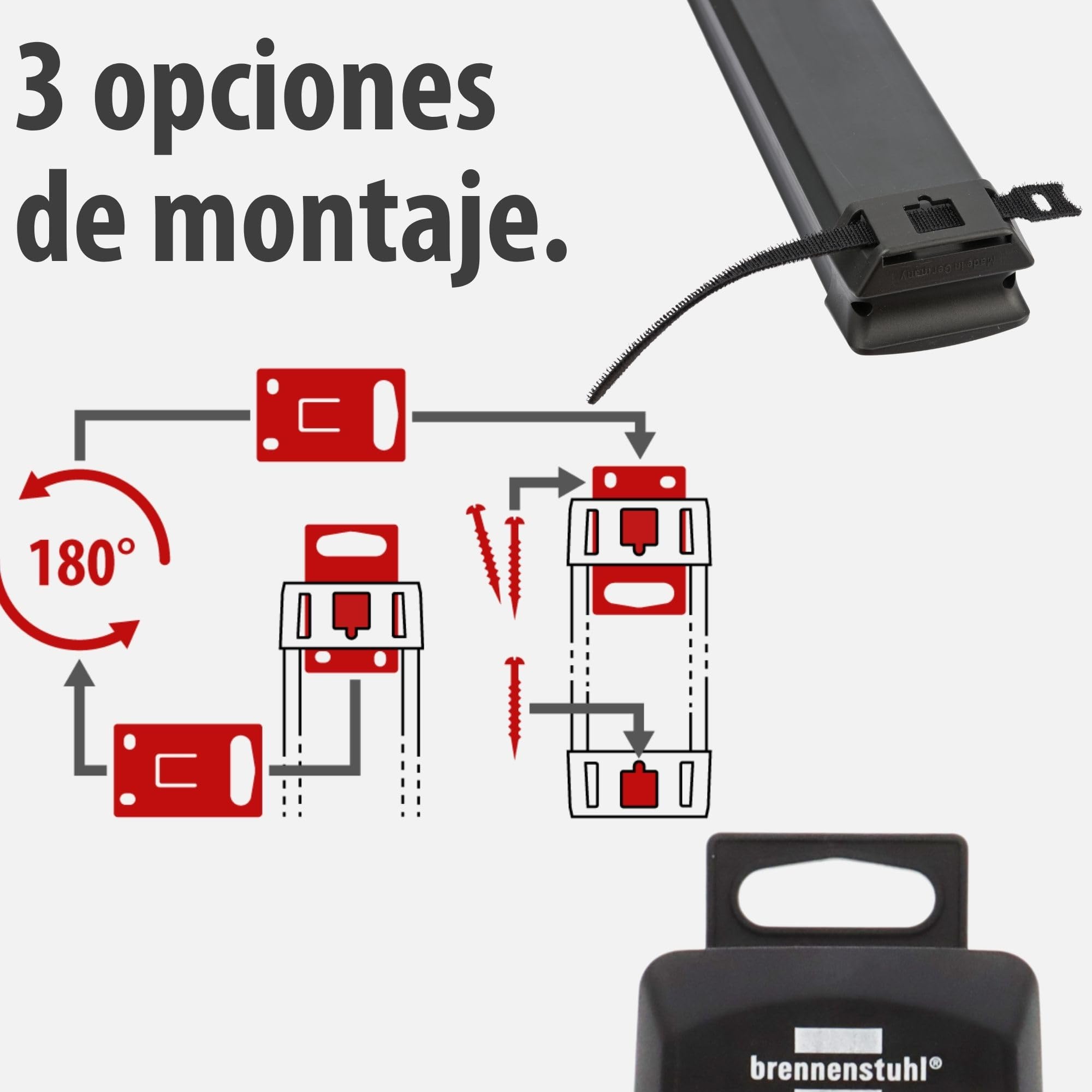 Brennenstuhl Premium-Line regleta enchufes de 6 Tomas con protección contra sobretensiones hasta 60.000A (Cable de 3m, 2X Cargador USB 3.10A, montable, Fabricado en Alemania) Negro