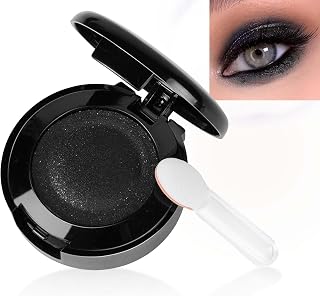 LOPHE Sequin eyeshadow - High pigmentation and micro sequins - 24 hours long shelf life - ideal for beginners/travel - Vegan - 1.5 g - Black