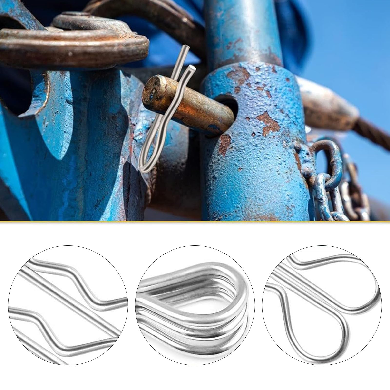 R Clip Perni di Fissaggio,R Clip Coppiglie a Molla,R Coppiglie a molla,Coppiglia R,R Coppiglie Pin,R Perno a Molla in Acciaio Inox,per Automobili,Trattori,Officine,6 misure,100 pezzi