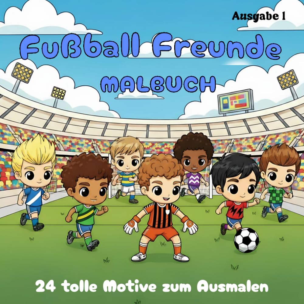Fußball Freunde – Mein erstes Fußball Malbuch | für Kinder ab 3 Jahren | Einfache Motive für kleine Fußballfans: 24 Ausmalbilder für kleine Fußballstars.