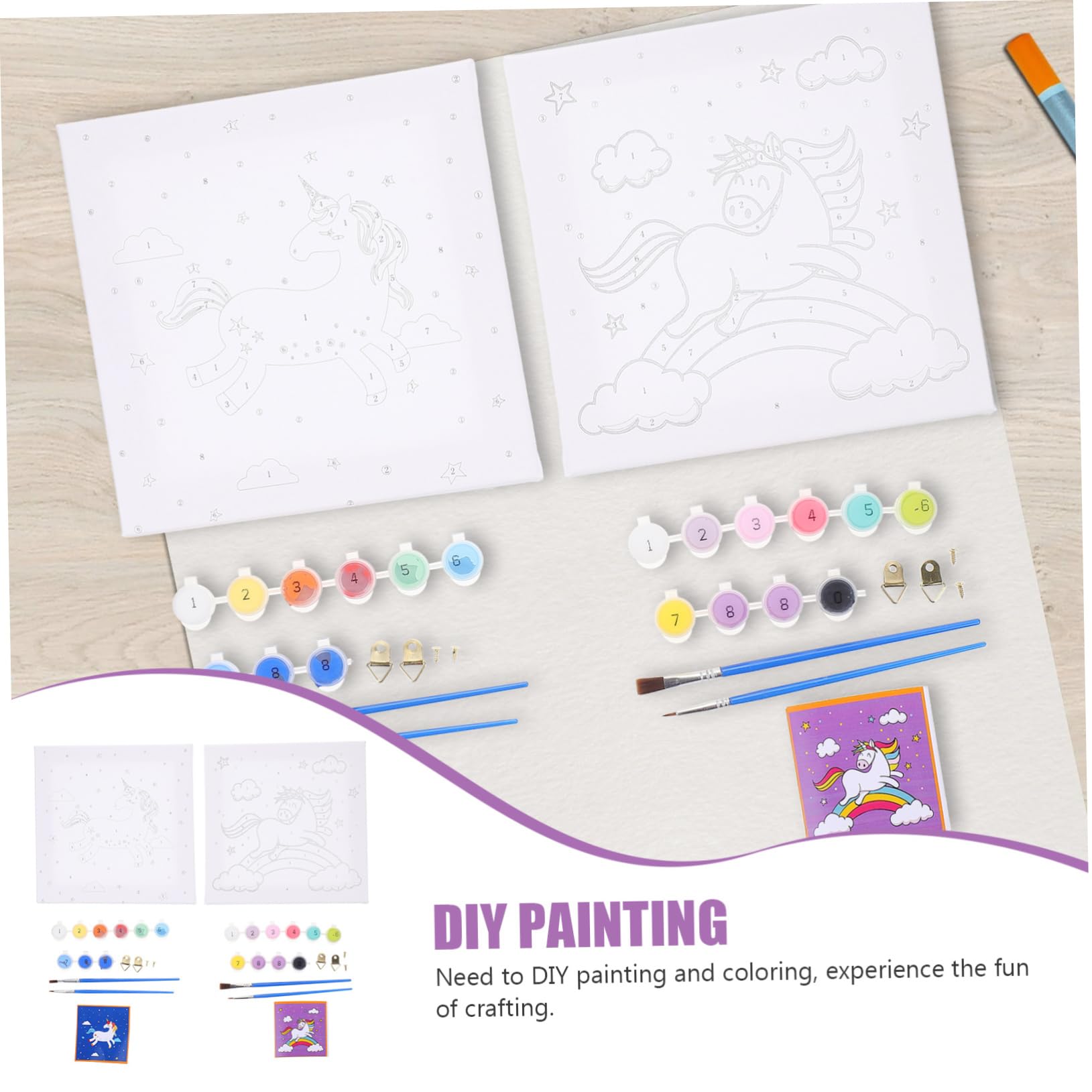 STOBOK Kit De Pintura Al Óleo Para Niños 2 Juegos Pintura Por Números Pinturas Acrílicas Pintura A Mano Imagen