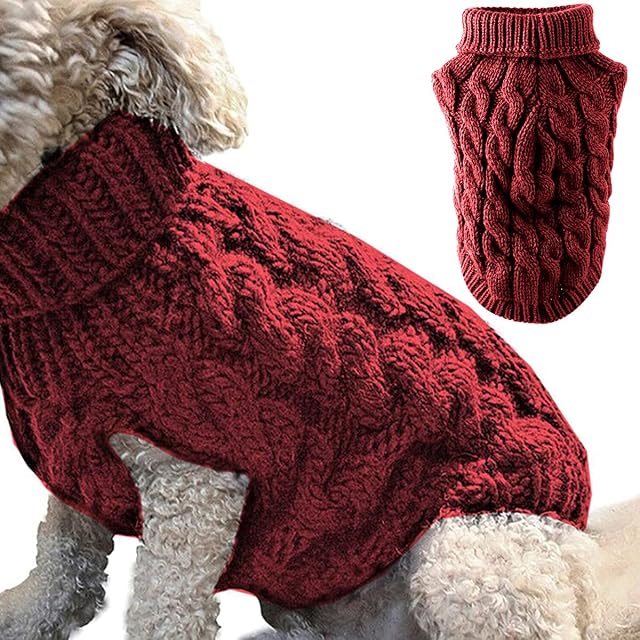 Suéter de punto de cuello alto para perros y mascotas, abrigo de invierno, más cálido y grueso