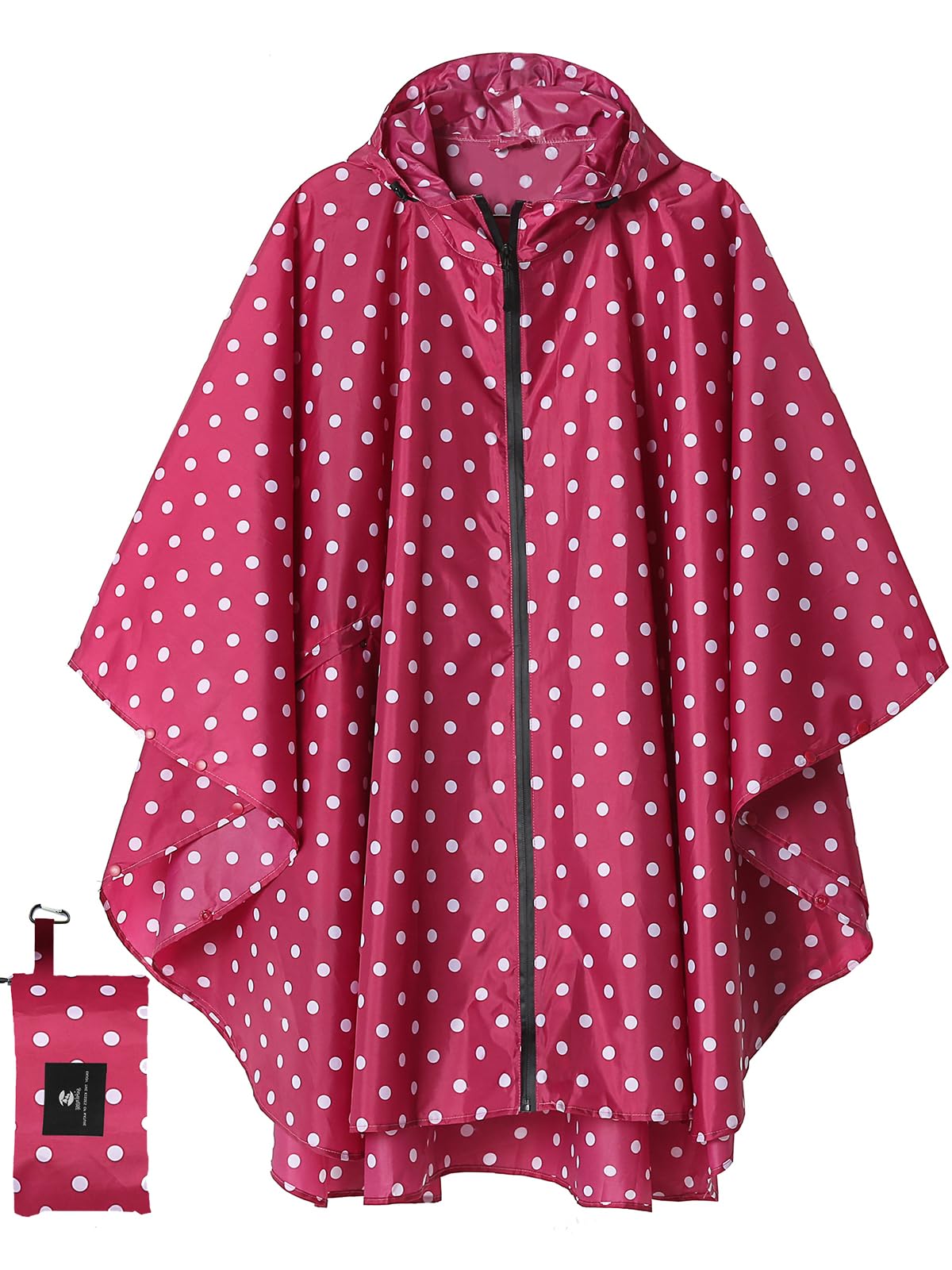 SaphiRose Adult Rain Poncho Waterproof Hooded Zipper Raincoat with Pockets