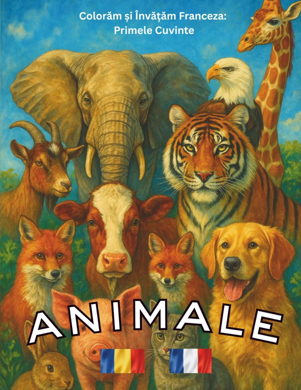 Animale: Colorăm și Învățăm Franceza: Primele Cuvinte