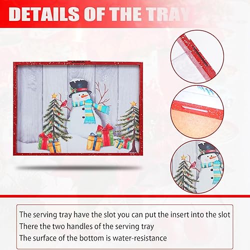 Miniatura 2 de Bandeja de servir de decoración navideña con asas Bandeja decorativa Mesa de centro Bandeja de servir Bandeja de Acción de Gracias - Bebidas de
