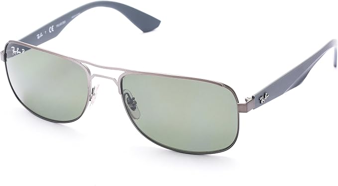 Occhiali Da Sole Aviator Quadrati Ray-Ban In Matte Gunmetal Verde  Polarizzata Rb3524 029/9a 57 : Amazon.it: Abbigliamento
