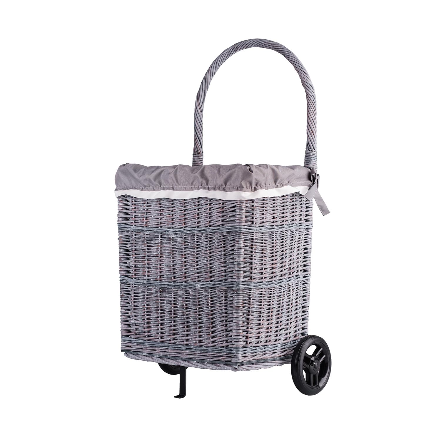 Panier à bûches sur roulettes - Chariot en osier - Panier des courses - Panier de rangement - Panier à provisions - Gris