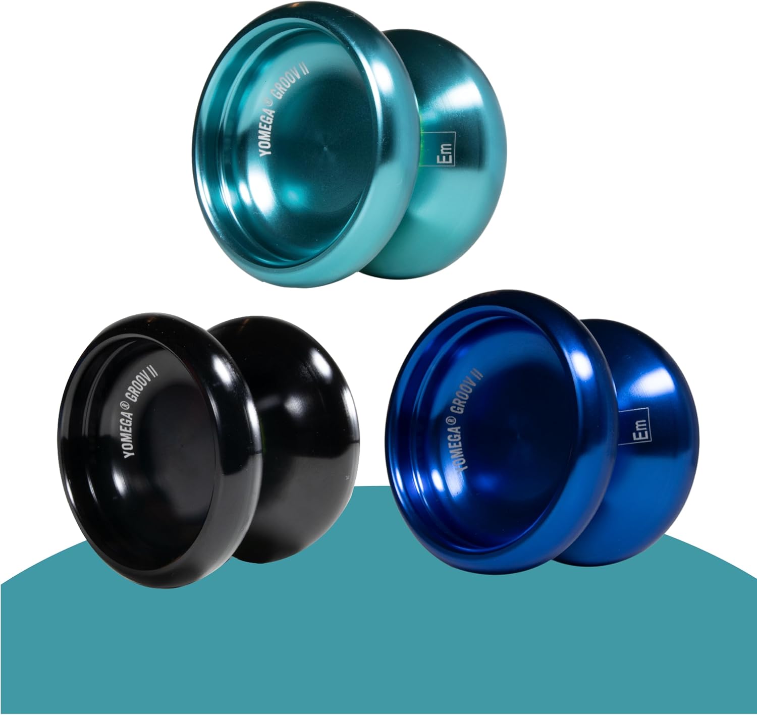 Yomega Groov II– Pro Level Aluminum Yoyo for Advance Players – Round Shaped, C Size Ball Bearing with Adjustable Responsive/Nonresponsive Play + 3 Month Warranty (Blue)