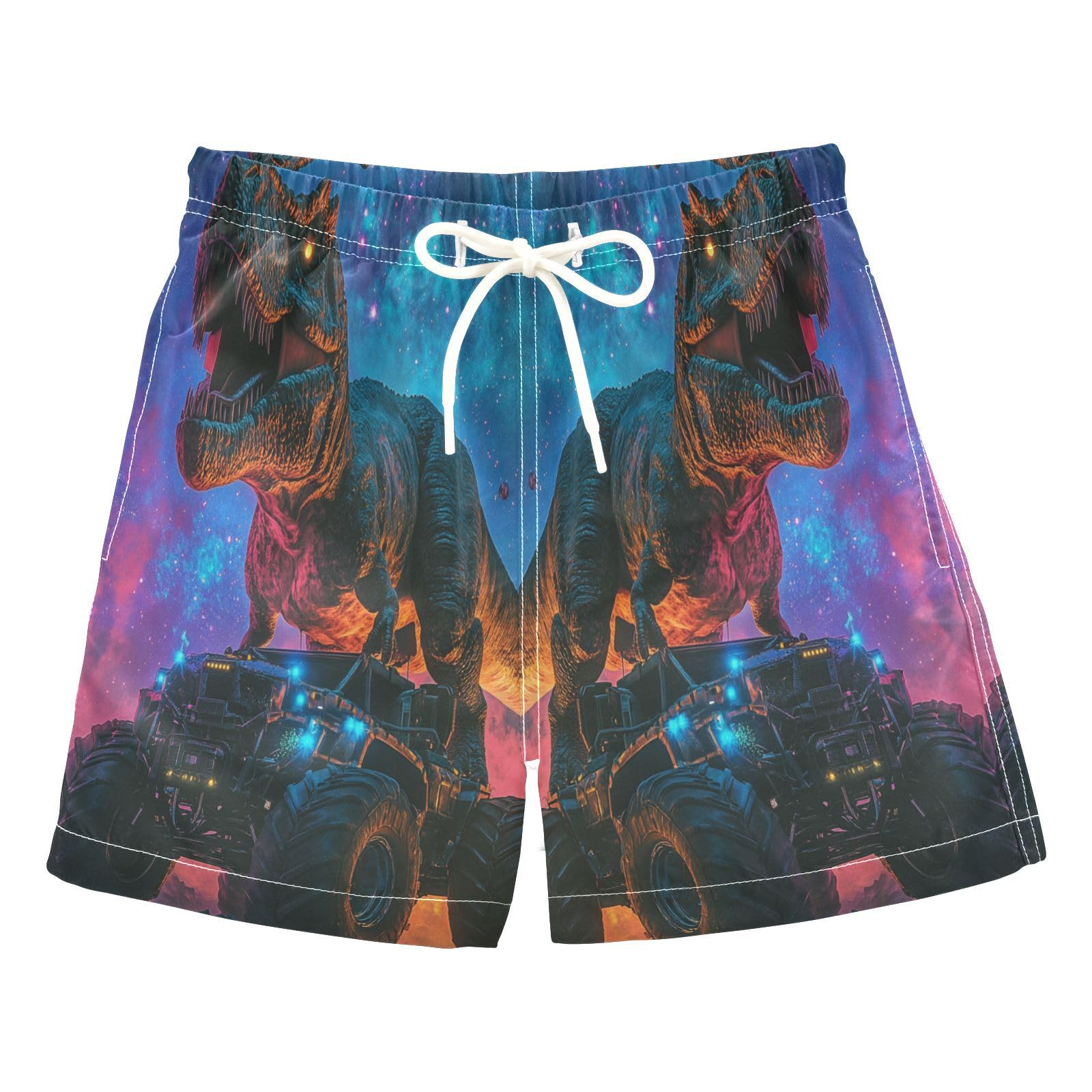 Jucciaco Boys Swim Trunk Monster Truck Car Dinosaur Beach Board Shorts Teen Swimwear