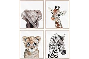 Baby Girl Nursery Wall Art - Safari Nursery Decor Set of 4