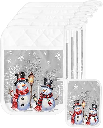 Miniatura 35 de Juego de 5 agarraderas de tela de toalla para cocina, antideslizante y aislante de calor, juego de 5 agarraderas de tela de toalla con bolsillo