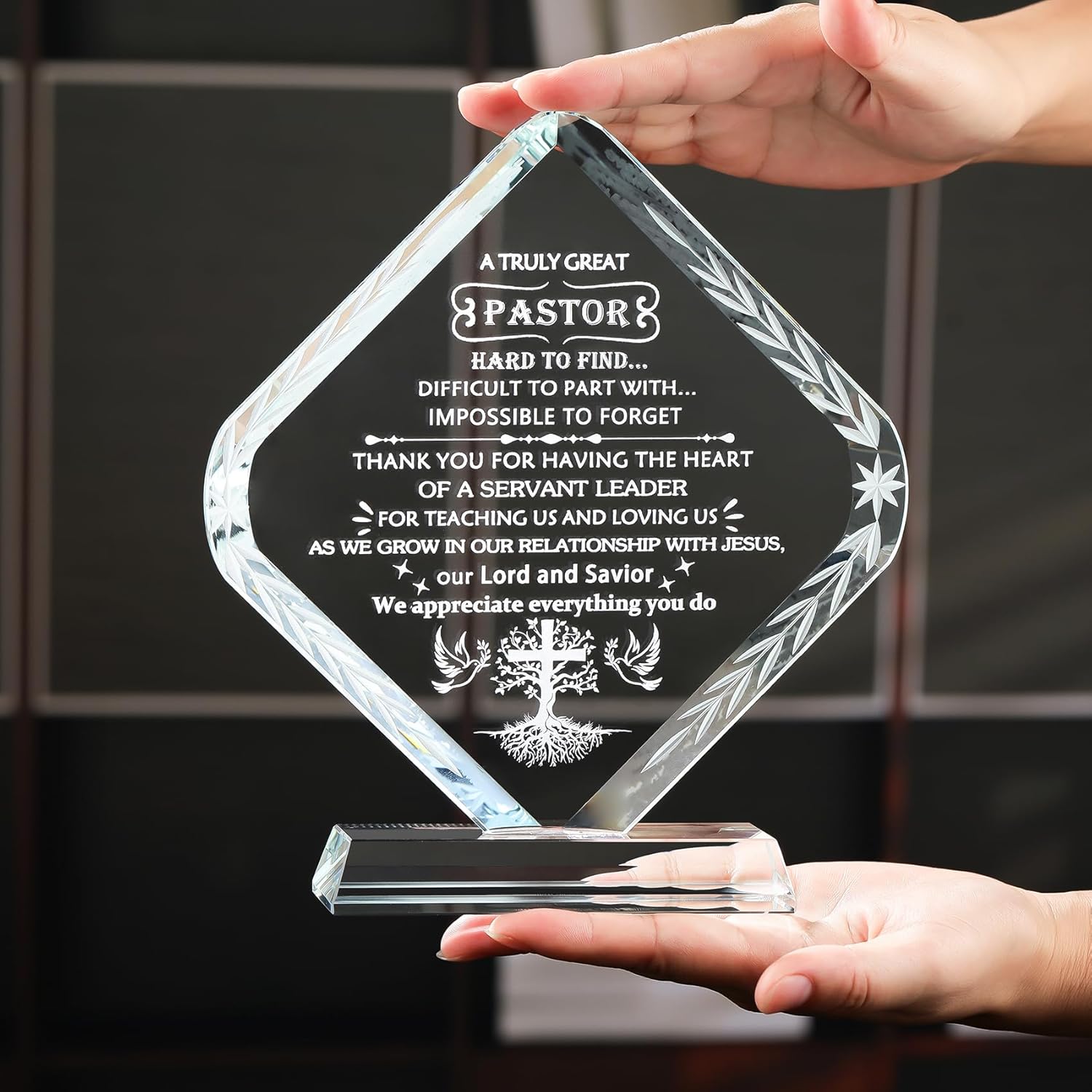 YWHL Pastor Appreciation Gifts for Men, Thank You Pastor Day Gifts Inspirational Religious Crystal Keepsake Plaque, Unique Presents for Pastors on Birthday Christmas Retirement - Image 4